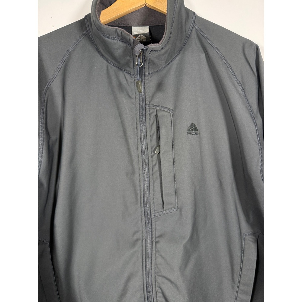 Nike ACG Mens XL Gray Softshell Full Zip Fleece Lined Hiking Jacket Outdoor